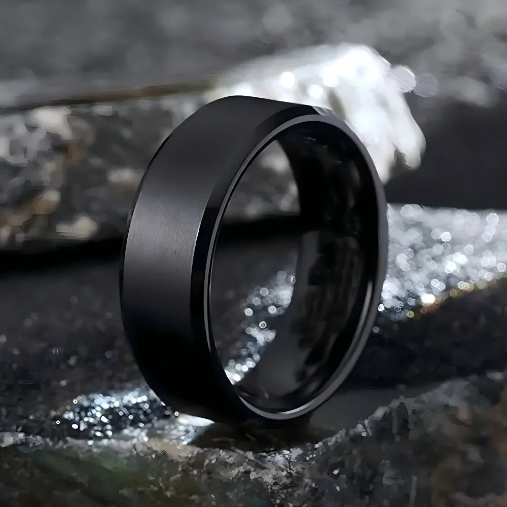 New Charm Jewelry Ring for Men Women Stainless Steel Black Rings Wedding Engagement High Quality Matte Male Accessory