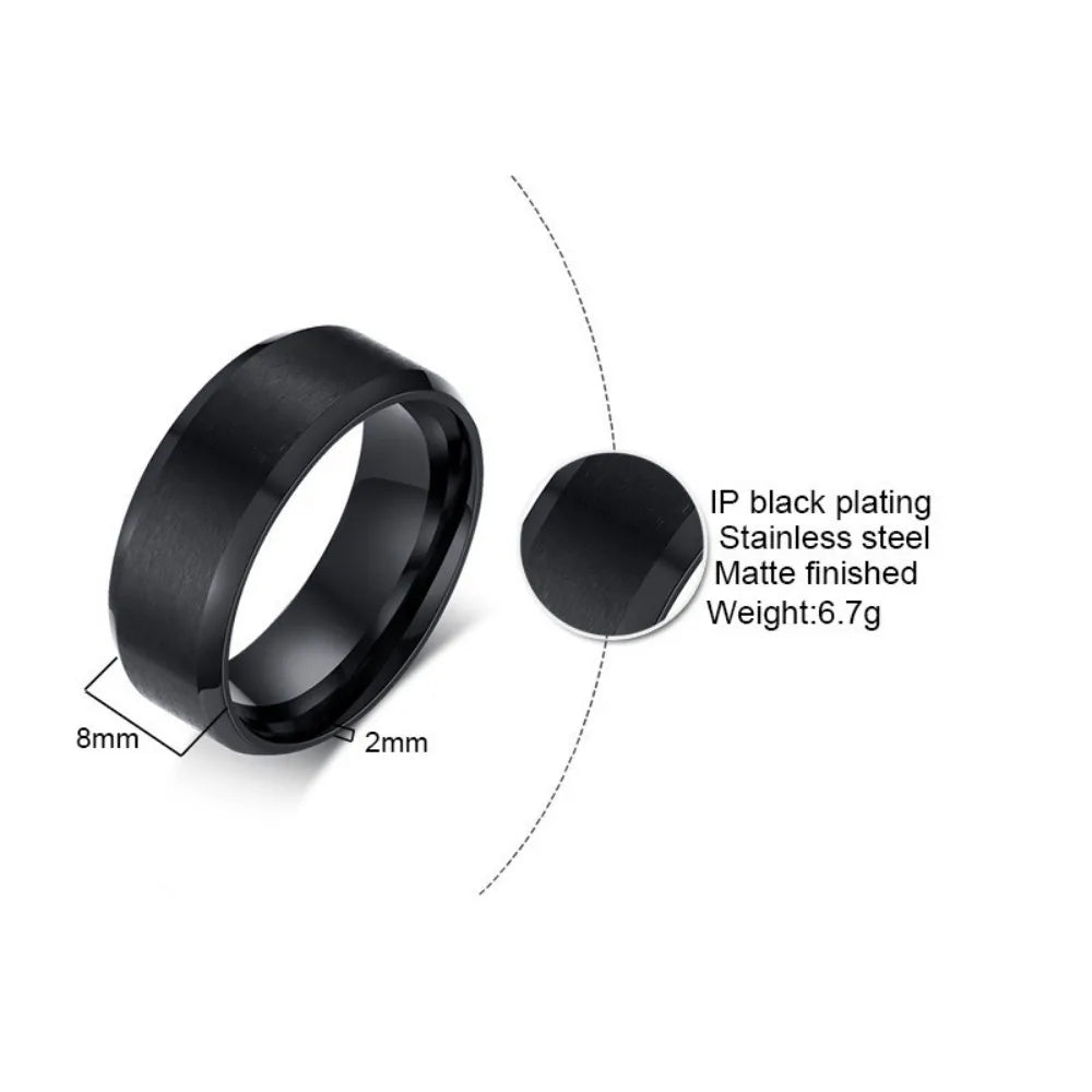 New Charm Jewelry Ring for Men Women Stainless Steel Black Rings Wedding Engagement High Quality Matte Male Accessory
